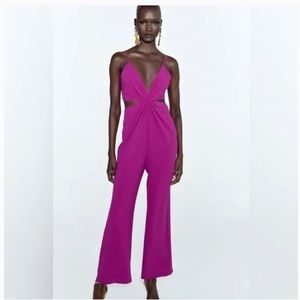 Zara Cut-Out Jumpsuit Magenta